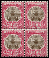 ** BERMUDES 26 : 1d. Rouge Et Brun, BLOC De 4, TB - Bermuda