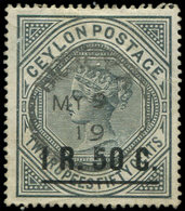 CEYLAN 132 : 1r50c. S. 2r50 Ardoise, Obl., TB - Ceylon (...-1947)
