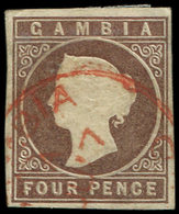 GAMBIE 3 : 4p. Brun, Obl., TB. Br - Gambia (...-1964)
