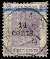 HONG KONG 47 : 14c. Sur 30c. Violet, TB - Other & Unclassified