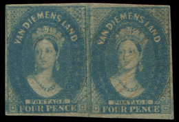 (*) TASMANIE 12 : 4p. Bleu, PAIRE, TB - Mint Stamps