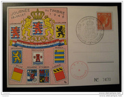 1946 Lion Arm Cancel + Stamp On Card Luxembourg - Cartoline Commemorative