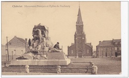 Chatelet - Le Monument Français De La Place Pirmez Et L'Eglise Du Faubourg Timbre Postzegel Chatelineau - Chatelet