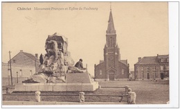 Chatelet - Le Monument Français De La Place Pirmez Et L'Eglise Du Faubourg Timbre Postzegel Chatelineau - Châtelet