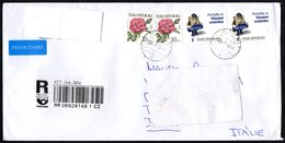 CZECH REPUBLIC 2019 - REGISTERED LETTER - FLOWERS:ROSE / PERSONALIZED STAMPS: ADVERTISING BRAND - Lettres & Documents