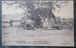 Congo Belge Elephants Trainant Chariot   Cpa Entier Postal - Belgisch-Kongo
