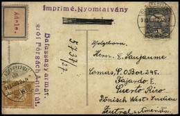 1913 Képeslap Nyomtatványként 3f Bérmentesítéssel Balassagyarmatról Lomasba, Puerto Ricoba Címezve ( A Címzésben Tévesen - Autres & Non Classés