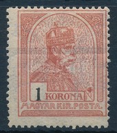 * 1906 Turul 1K, Nagy Festékfolt Jobb Oldalon Alul (foghibák, Enyhe Törés / Light Fold, Perf. Faults) - Autres & Non Classés