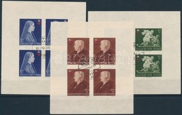 O 1942 Vöröskereszt Vágott Kisívsor / 3 Imperforate Minisheets (apró Hibák / Minor Faults) - Otros & Sin Clasificación