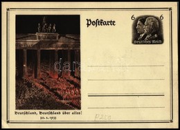 Deutches Reich 1933 Brandenburg Kapu Képes Díjjegyes Propaganda Levelezőlap - Sonstige & Ohne Zuordnung