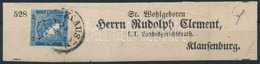 1851 Sötétkék Hírlapbélyeg IIIb Tipus Teljes Címszalagon 'KLAUSEN(BURG)' Certificate Steiner - Autres & Non Classés