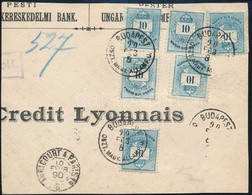 1890 Párizsba Küldött Ajánlott Levél Előlap Darabja, 6 X Színesszámú 10kr Bélyeggel (3 Bélyeg Hiányzik) - Otros & Sin Clasificación