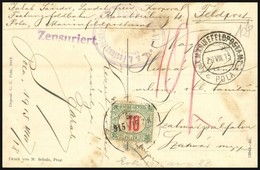 1915 Hadihajót ábrázoló Tábori Képeslap 10f Portóval / Field Postcard With 10f Postage Due 'MFP POLA C' - Sonstige & Ohne Zuordnung