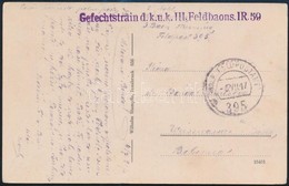 1917 Tábori Posta Lépeslap 'FP 395b' 'Gefechtstrain D. K.u.k. III Feldbaons IR59 - Other & Unclassified