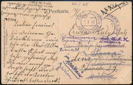 1918 Képeslap Prerauból - 'BARACKENLAGER KATZENAU B. LINZ' Barakktáborba, Továbbküldve Krakkóba - Otros & Sin Clasificación