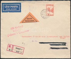 1931 Ajánlott Légi Utánvételes Levél Hannoverbe / Registered Airmail COD Cover To Hannover - Autres & Non Classés