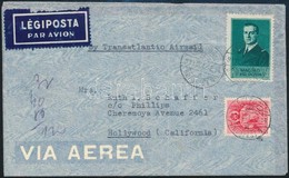 1939 Légiposta Küldemény Budapest-Hollywood (California) Horthy 1P és Templom 20f Bélyegekkel Bérmentesítve - Other & Unclassified