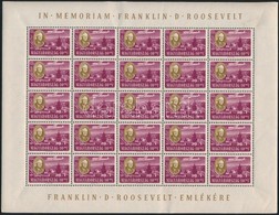 ** 1947 Roosevelt 10f 25-ös Teljes ív (apró Ráncok, Hibák / Minor Faults And Creases) - Sonstige & Ohne Zuordnung