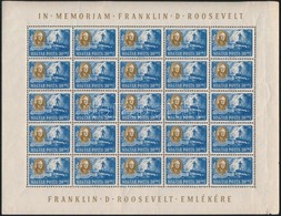 ** 1947 Roosevelt 30f 25-ös Teljes ív (apró Ráncok, Hibák, Törések, Sarokhiba / Minor Faults And Creases, Corner Fold) - Autres & Non Classés