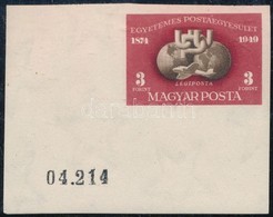 ** 1950 UPU Blokkból Kivágott ívsarki Bélyeg Sorszámmal / Mi 1111 Imperforate Corner Stamp With Number - Otros & Sin Clasificación