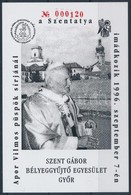 ** 1996 II. János Pál Pápa Apor Vilmos Sírjánál Feketenyomat Emlékív - Autres & Non Classés