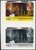 ** 2010/39 XVI. Benedek Pápa Londonban Színes és Fekete-fehér Cromalin összefüggő Pár, Hátoldalán Bélyegző (példányszám  - Sonstige & Ohne Zuordnung