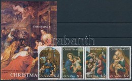 ** 1988 Karácsony Négyescsík + Blokk,
Christmas Stripe Of 4 + Block
Mi 2065-2068 + Mi 22 - Andere & Zonder Classificatie