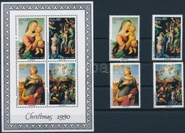 ** 1990 Karácsony, Festmények Sor + Blokk,
Christmas, Paintings Set + Block
Mi 561-564 + Mi 73 - Andere & Zonder Classificatie