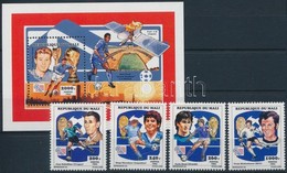 ** 1994 Labdarúgó-világkupa 1994, USA Sor + Blokk,
Football World Cup 1994, USA Set + Block
Mi 1196 A - 1199 A + Mi 35 A - Sonstige & Ohne Zuordnung