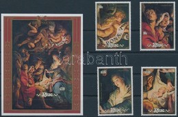 ** 1988 Karácsony, Rubens Festmények Sor + Blokk,
Christmas, Rubens Paintings Set + Block
Mi 737-740 + Mi 113 - Other & Unclassified