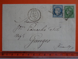 269 NIMES (Gard) GC 2659 Sur 5c Bordeaux + N°37 De Septembre 1871 Signée Baudot Cote 450€ - 1870 Uitgave Van Bordeaux