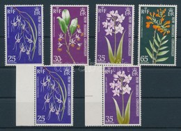 ** 1973 Orchideák Mi 355-358 + 355 és 357 Fordított Fekvő Vízjellel - Other & Unclassified