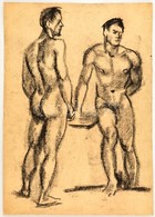 Deli Antal (1886-1960): Férfi Aktok (két Oldalas). Szén, Papír, Jelzés Nélkül, 43×31 Cm - Sonstige & Ohne Zuordnung