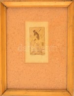 Dobos Lajos (1921-2012): A Majom. Rézkarc, Papír, Jelzett, üvegezett Keretben, 9×5 Cm - Sonstige & Ohne Zuordnung