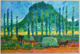 Gulyás Dénes (1927-2003): Betakarítás. Olaj, Farost, Jelzett, 66×100 Cm - Sonstige & Ohne Zuordnung