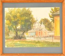 Hende Vince (1892-1957): Hévizi Gyógyfürdő. Akvarell, Papír, Jelzett, üvegezett Keretben, 25×32 Cm - Sonstige & Ohne Zuordnung