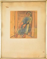 Oelmacher Anna (1908-1991): Bóbiskoló Asszony (tanulmány). Akvarell-tus, Papír, Jelzett, üvegezett Keretben, 24×24 Cm - Sonstige & Ohne Zuordnung