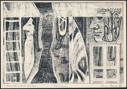 Pirk László (1953-): Horizontmetszet. Litográfia, Papír, Jelzett,  16×23,5 Cm - Sonstige & Ohne Zuordnung