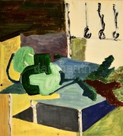 Rácz András (1926-2013): Asztali Csendélet. Akvarell, Papír, Jelzés Nélkül, Apró Szakadással, 32×29 Cm - Sonstige & Ohne Zuordnung