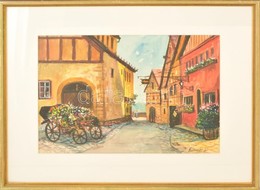Szamosvári József (1931-): Utca Részlet. Akvarell, Papír, Jelzett, üvegezett Keretben, 30×42 Cm - Sonstige & Ohne Zuordnung