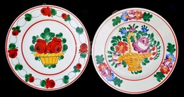 2 Db Gránit Porcelán Tányér. Kézzel Festett, Jelzett, Kis Kopásokkal. D: 20 Cm - Autres & Non Classés