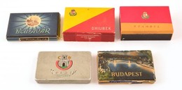 5 Db Régi Cigarettás Doboz, Pest, Budapest, Budavár, Stambul, Ghiubek Dobozok, Kettőn Koronás Nemzeti Kiscímerrel, Egy F - Other & Unclassified