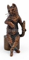 Szerelmes Cica, Bécsi Bronz Figura, Jelzett, M: 4 Cm - Sonstige & Ohne Zuordnung