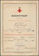 1941 Bp., Magyar Vöröskereszt által Kiállított Elsősegélynyújtási Bizonyítvány - Non Classés