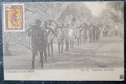 Congo Caravane D'ivoire   Cpa Timbrée - Gabón