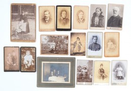 Cca 1860-1920 Vegyes Keményhátú Fotó Tétel, 16 Db, 11×6,5 és 16×10 Cm Közötti Méretekben - Sonstige & Ohne Zuordnung