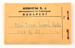 1937 'Arnheim S. J. Pénzszekrény és Tresorgyár Budapest' Alsó Trezor Kassza Kulcs, 1937-ben Lezárt, Felbontatlan Boríték - Werbung