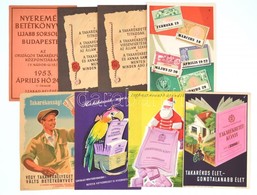 Cca 1950-1953 8 Db Országos Takarékpénztár és Takarékbetétkönyv Reklám, 23x17 Cm és 24x17 Cm Közötti Méretben. - Publicités