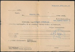 1944 Bp., Svéd Vöröskereszt Gyermek Osztály Orvosivizsgálat-kérő Lap - Andere & Zonder Classificatie