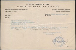 1948 Bp., Jewish Agency For Palestina által Kiállított Igazolás Adományról - Other & Unclassified